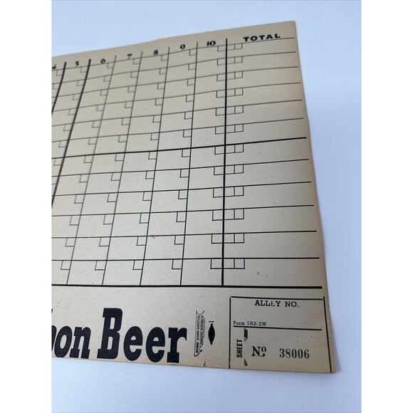 LOT OF 5 Pabst Blue Ribbon Beer Paper Advertisement on Bowling Score Sheet Vgt - Picture 6 of 8